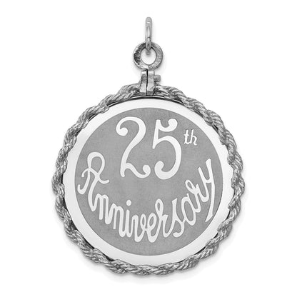 Sterling Silver Rhodium-Plated 25Th Anniversary Disc Charm
