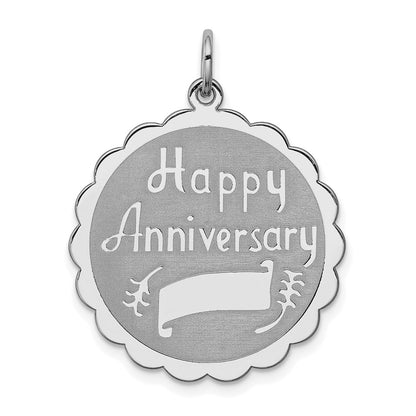 Sterling Silver Rhodium-Plated Happy Anniversary Disc Charm