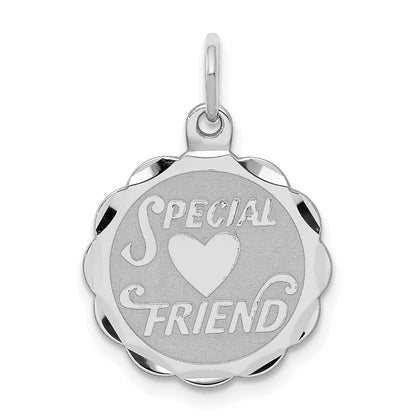 Sterling Silver Rhodium-Plated Special Friend Disc Charm
