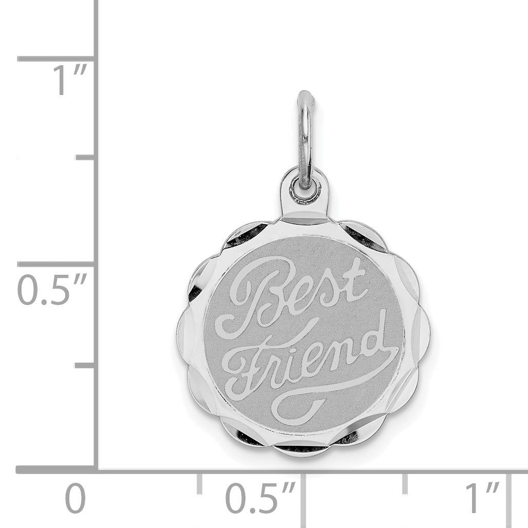 Sterling Silver Rhodium-Plated Best Friend Disc Charm