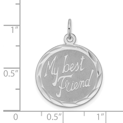 Sterling Silver Rhodium-Plated My Best Friend Disc Charm
