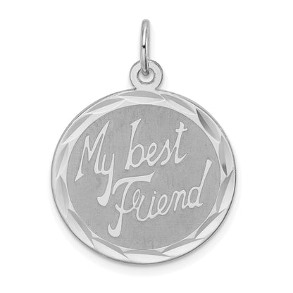 Sterling Silver Rhodium-Plated My Best Friend Disc Charm