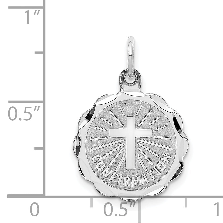 Sterling Silver Rhodium-Plated Confirmation Disc Charm