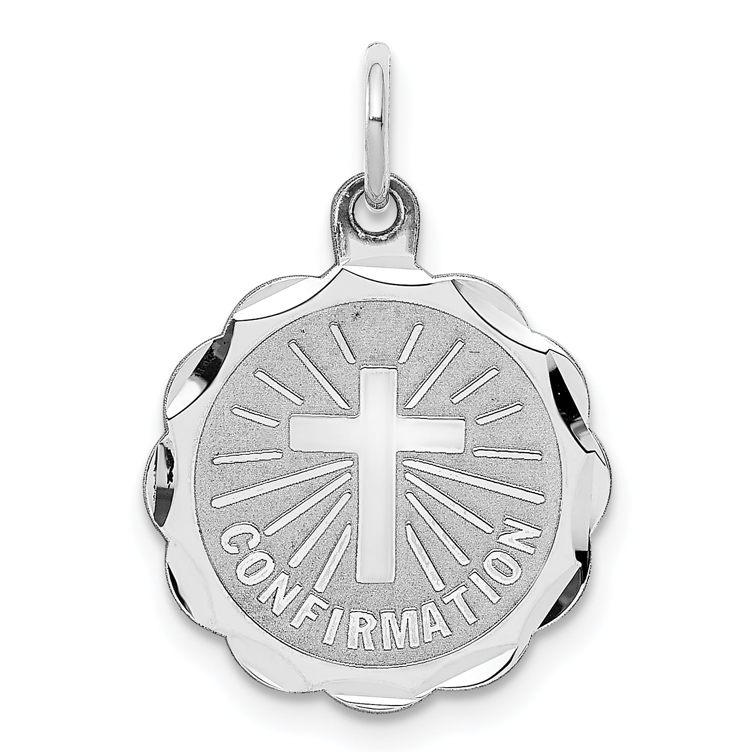 Sterling Silver Rhodium-Plated Confirmation Disc Charm