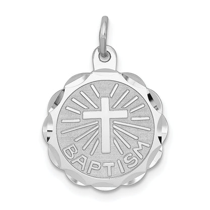 Sterling Silver Rhodium-Plated Baptism Disc Charm