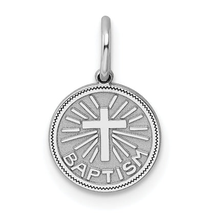 Sterling Silver Rhodium-Plated Baptism Disc Charm