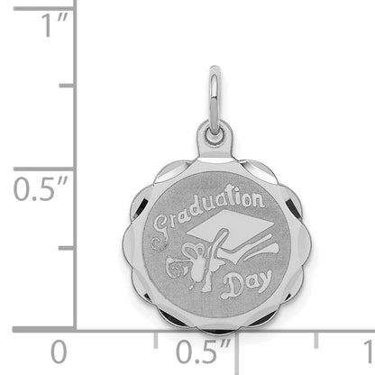 Sterling Silver Rhodium-Plated Graduation Day Disc Charm