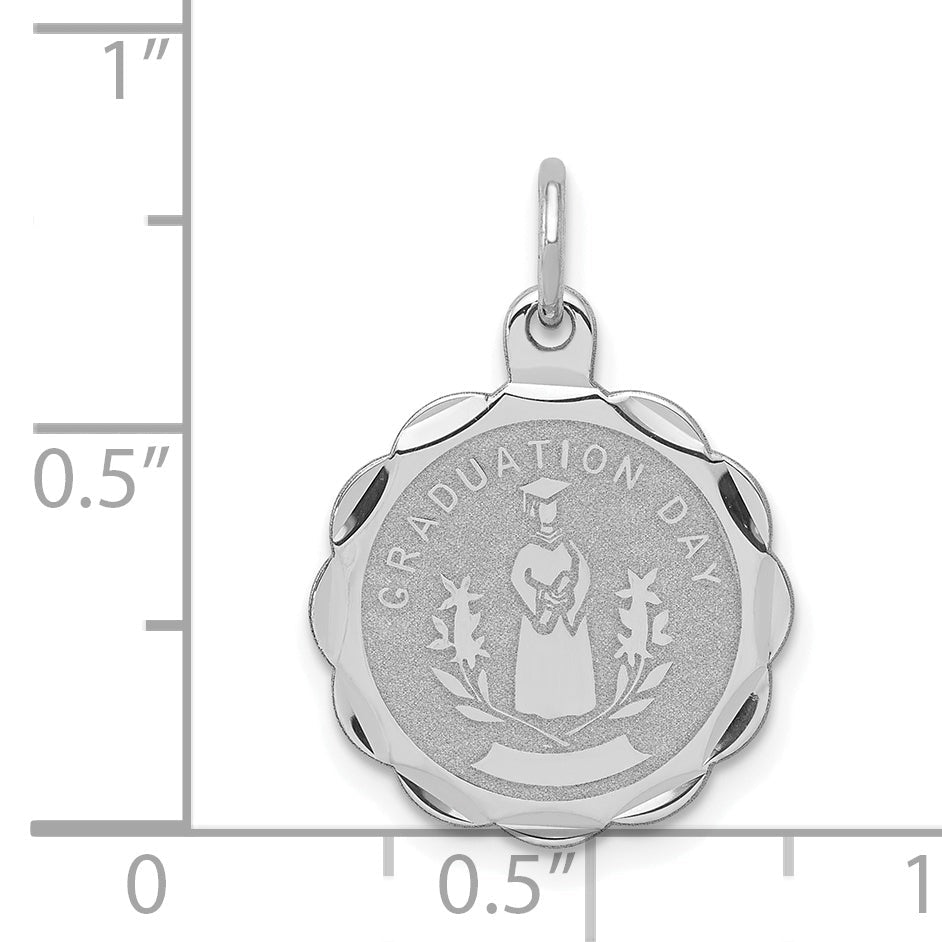 Sterling Silver Rhodium-Plated Graduation Day Disc Charm