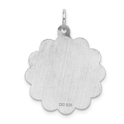 Sterling Silver Rhodium Graduation Day Disc With Fw Cultured Pearl Charm