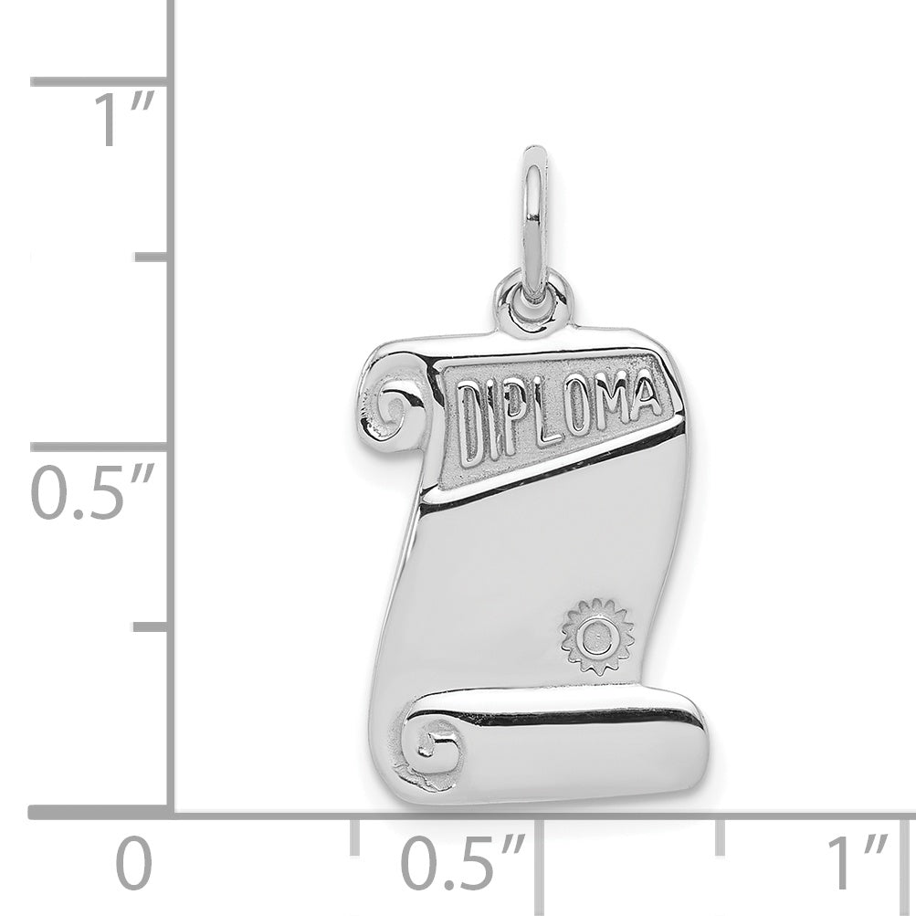 Sterling Silver Rhodium-Plated Diploma Charm