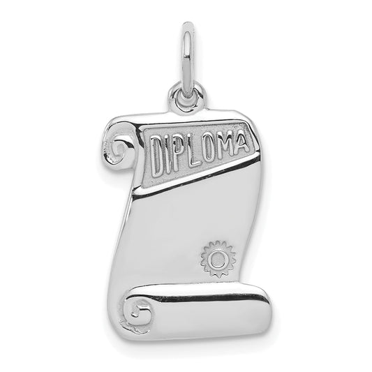 Sterling Silver Rhodium-Plated Diploma Charm