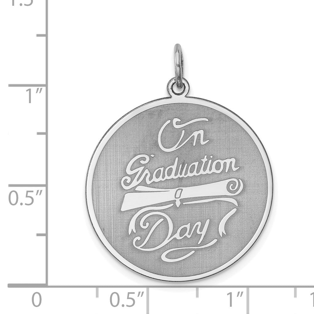 Sterling Silver Rhodium-Plated On Graduation Day Disc Charm