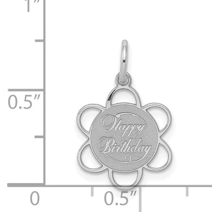 Sterling Silver Rhodium-Plated Happy Birthday Disc Charm
