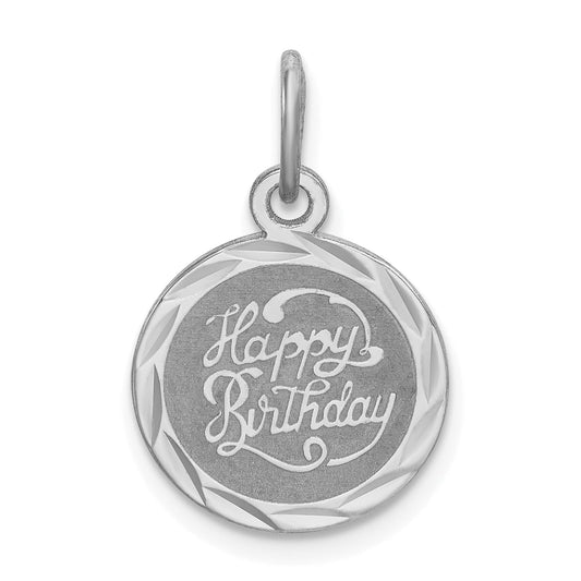 Sterling Silver Rhodium-Plated Happy Birthday Disc Charm