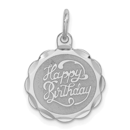 Sterling Silver Rhodium-Plated Happy Birthday Disc Charm