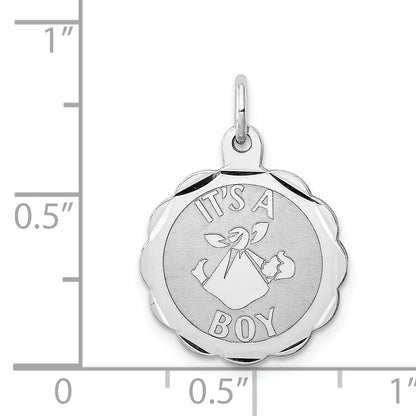 Sterling Silver Rhodium-Plated Its A Boy Charm