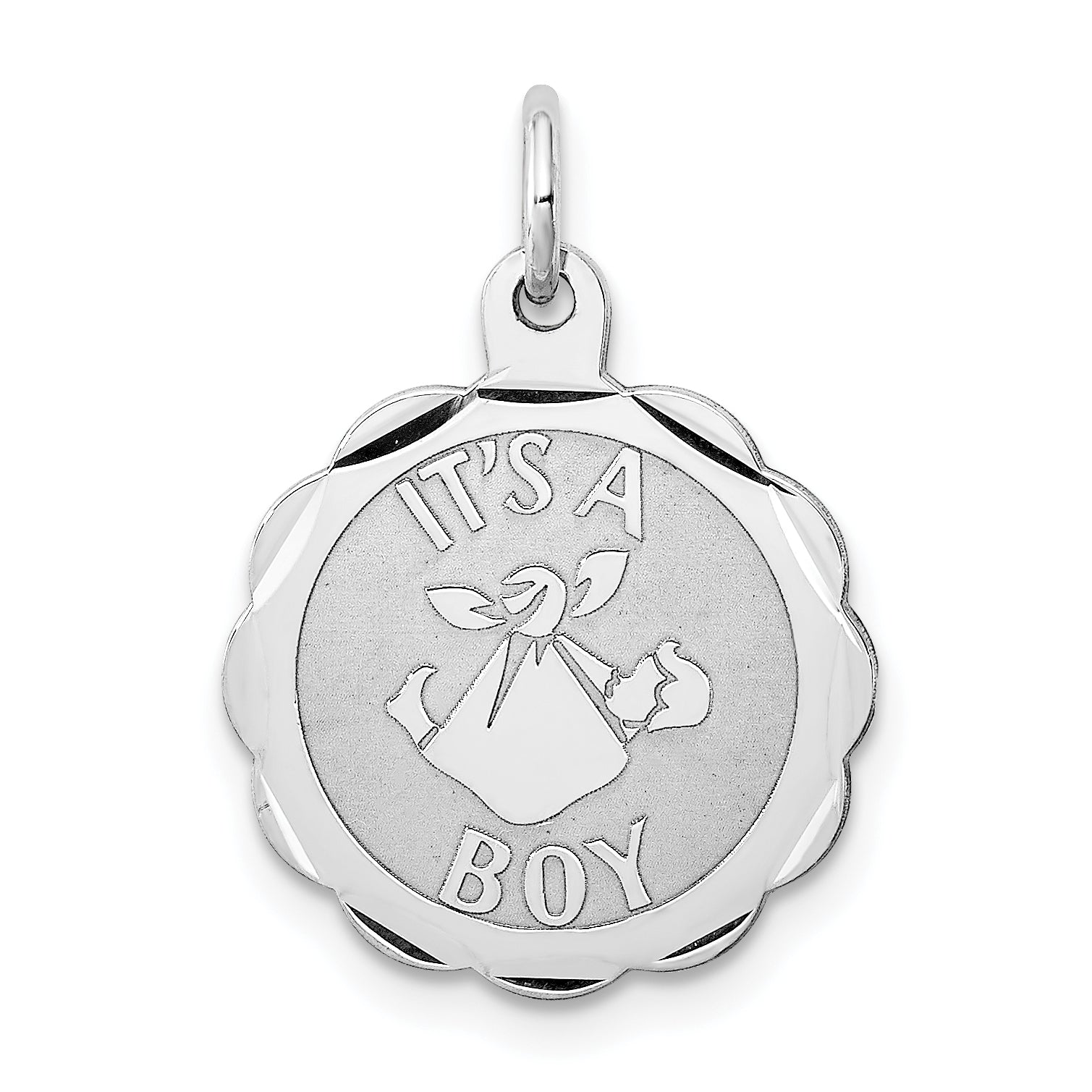 Sterling Silver Rhodium-Plated Its A Boy Charm
