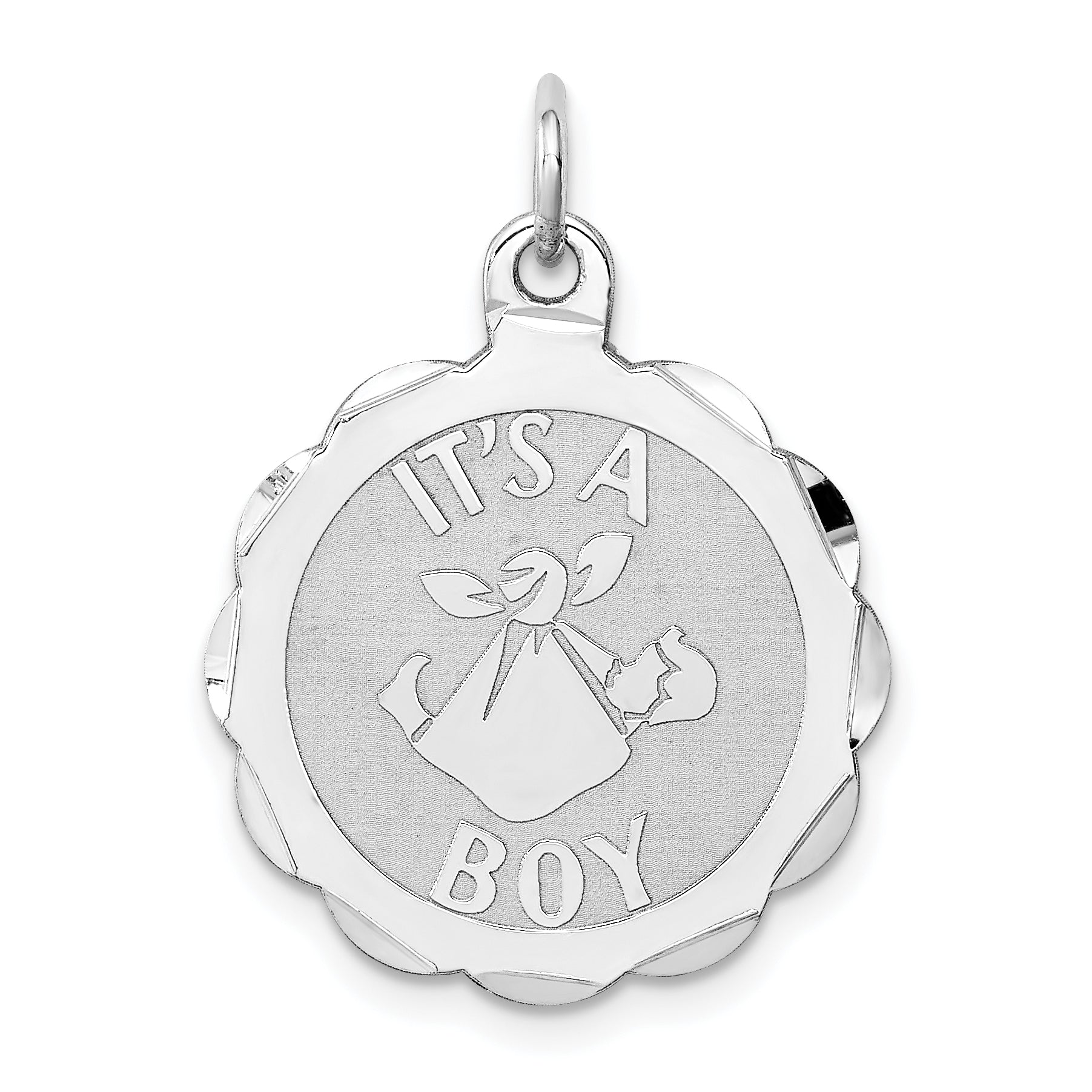Sterling Silver Rhodium-Plated Its A Boy Charm
