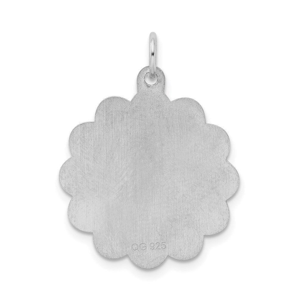 Sterling Silver Rhodium-Plated Stork Disc Charm