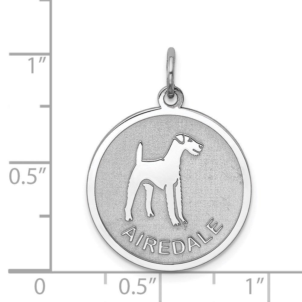 Sterling Silver Rhodium-Plated Airedale Disc Charm