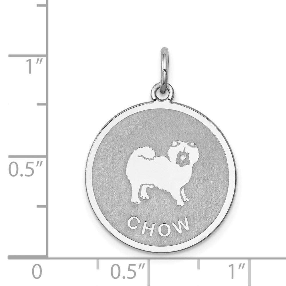 Sterling Silver Rhodium-Plated Chow Disc Charm