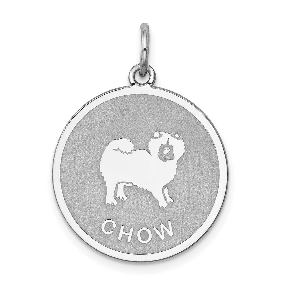 Sterling Silver Rhodium-Plated Chow Disc Charm