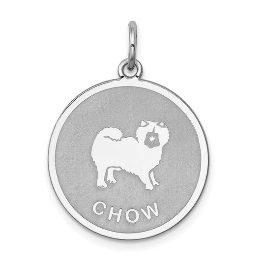Sterling Silver Rhodium-Plated Chow Disc Charm