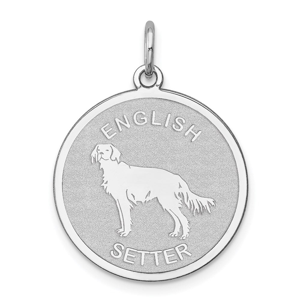 Sterling Silver Rhodium-Plated English Setter Disc Charm