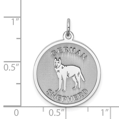 Sterling Silver Rhodium-Plated German Shepherd Disc Charm