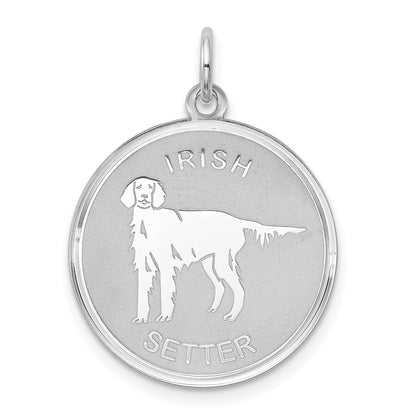 Sterling Silver Rhodium-Plated Irish Setter Disc Charm