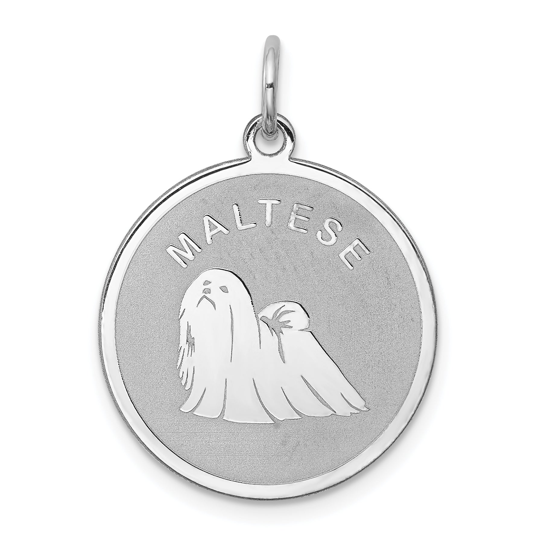 Sterling Silver Rhodium-Plated Maltese Disc Charm