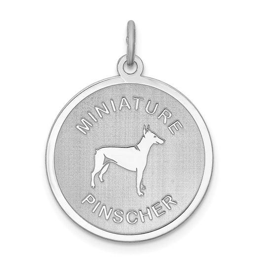 Sterling Silver Rhodium-Plated Miniature Pinscher Disc Charm