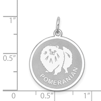 Sterling Silver Rhodium-Plated Pomeranian Disc Charm