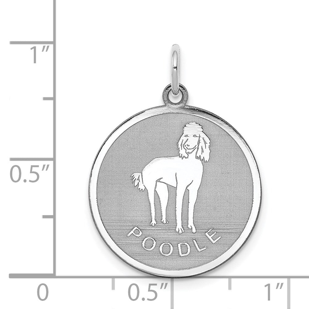 Sterling Silver Rhodium-Plated Poodle Disc Charm