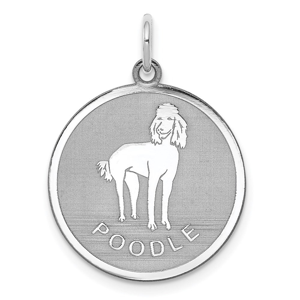Sterling Silver Rhodium-Plated Poodle Disc Charm