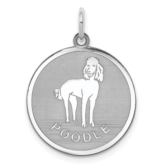 Sterling Silver Rhodium-Plated Poodle Disc Charm