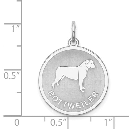 Sterling Silver Rhodium-Plated Rottweiler Disc Charm
