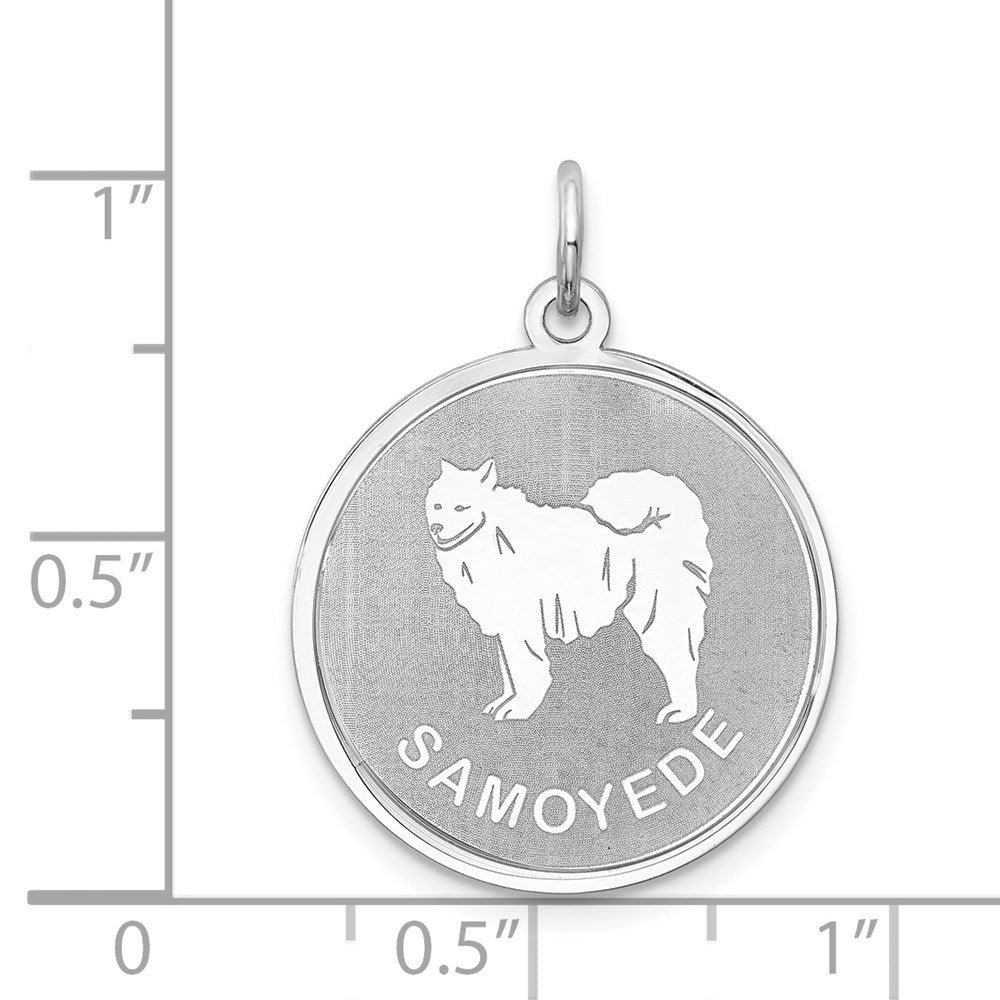 Sterling Silver Rhodium-Plated Samoyed Disc Charm