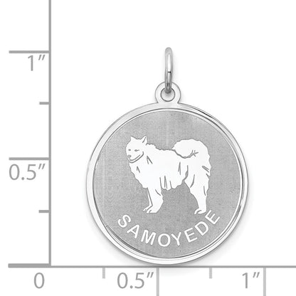 Sterling Silver Rhodium-Plated Samoyed Disc Charm