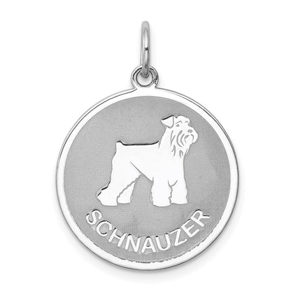 Sterling Silver Rhodium-Plated Schnauzer Disc Charm