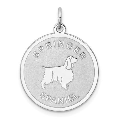 Sterling Silver Rhodium-Plated Springer Spaniel Disc Charm