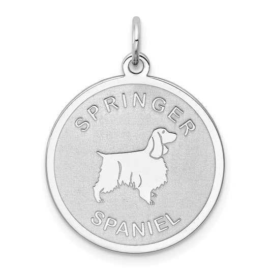 Sterling Silver Rhodium-Plated Springer Spaniel Disc Charm