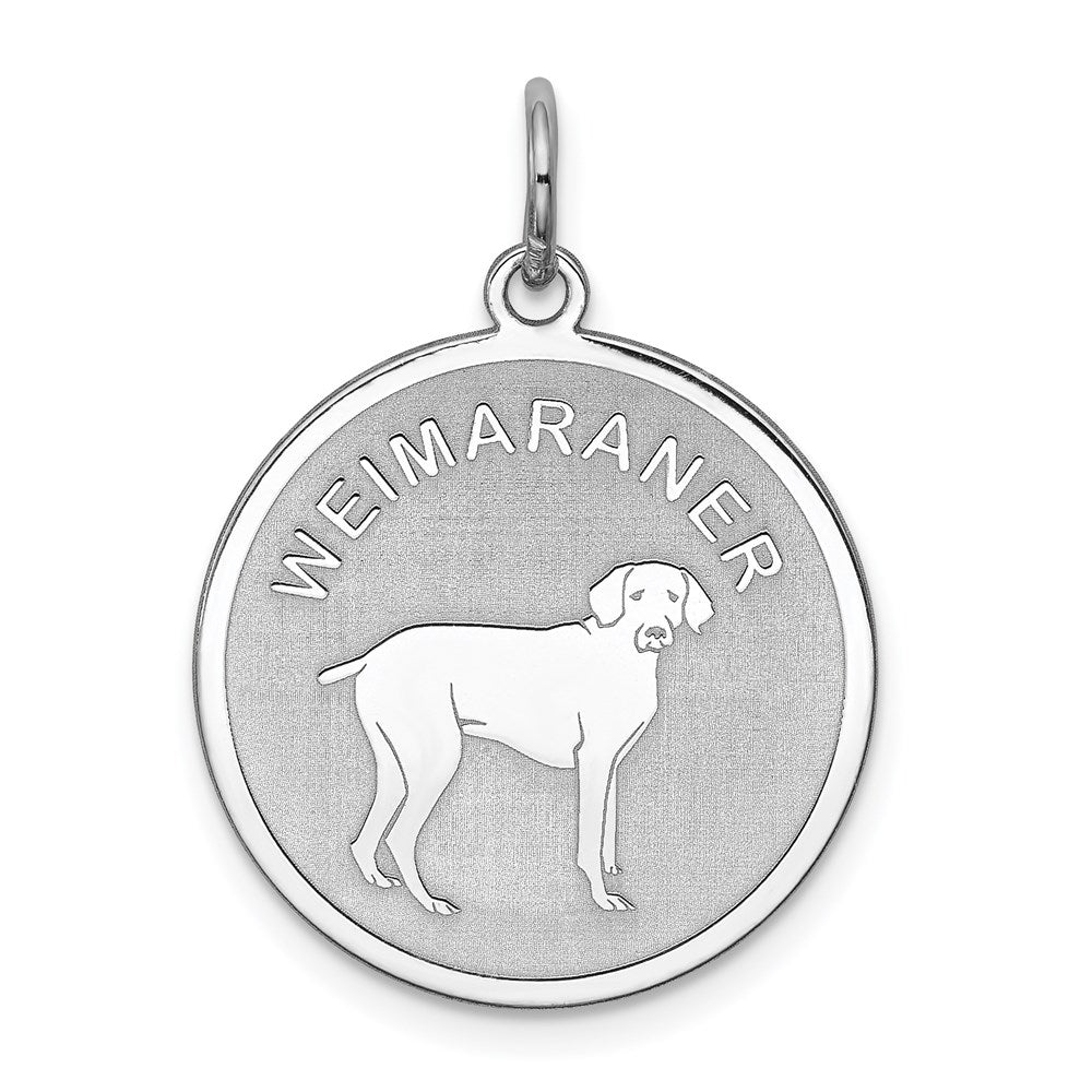 Sterling Silver Rhodium-Plated Weimaraner Disc Charm