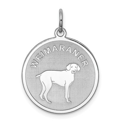 Sterling Silver Rhodium-Plated Weimaraner Disc Charm