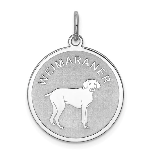 Sterling Silver Rhodium-Plated Weimaraner Disc Charm