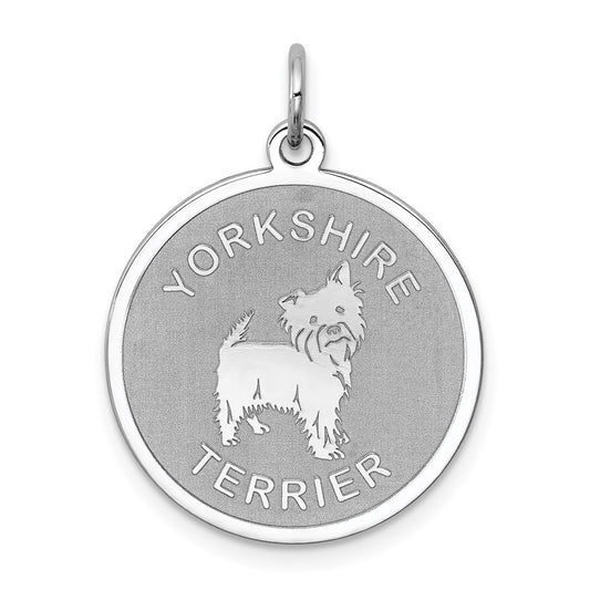 Sterling Silver Rhodium-Plated Yorkshire Terrier Disc Charm