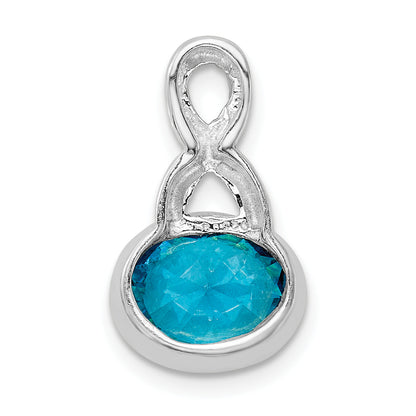 Sterling Silver Rhodium-Plated Blue Cz Chain Slide