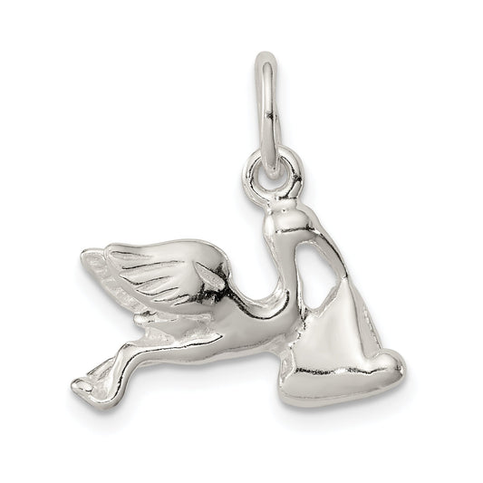 Sterling Silver Stork W/ Baby Charm