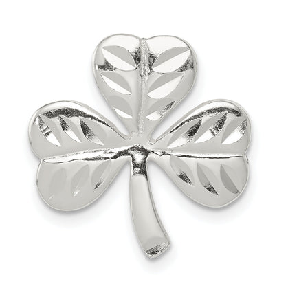 Sterling Silver Polished Diamond-Cut Shamrock Chain Slide