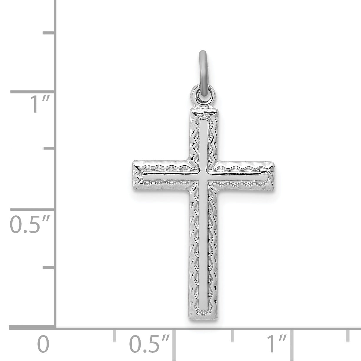 Sterling Silver Rhodium-Plated Cross Charm